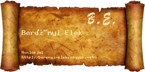 Berényi Elek névjegykártya