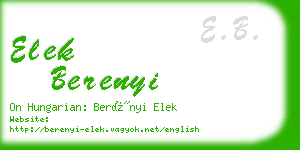 elek berenyi business card